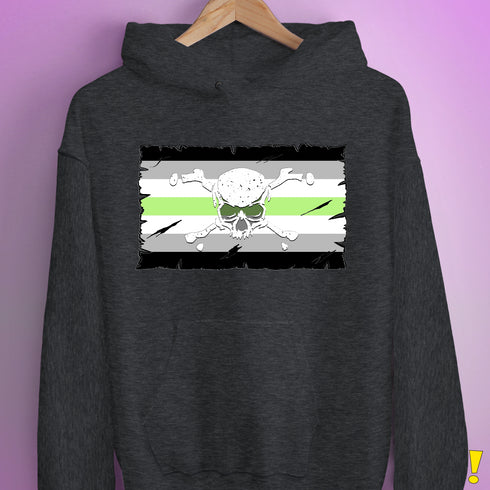 Agender Pride Pirate Flag Hoodie - Dark Grey Heather